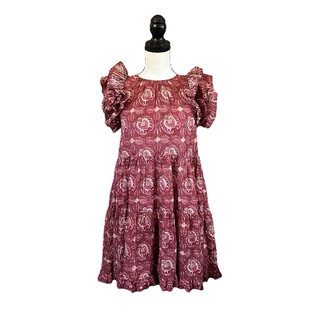 Ulla Johnson Adele Mini Dress Amaranthus Floral Tiered Babydoll Boho Chic Size 2
